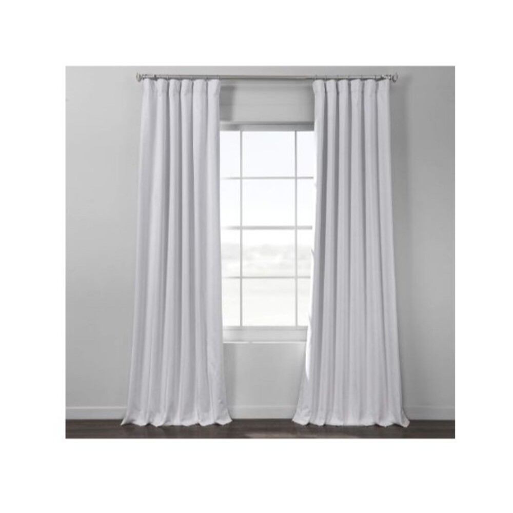 HPD 1-Panel Curtains 50" X 108" White Italian Faux Linen 100% Blackout